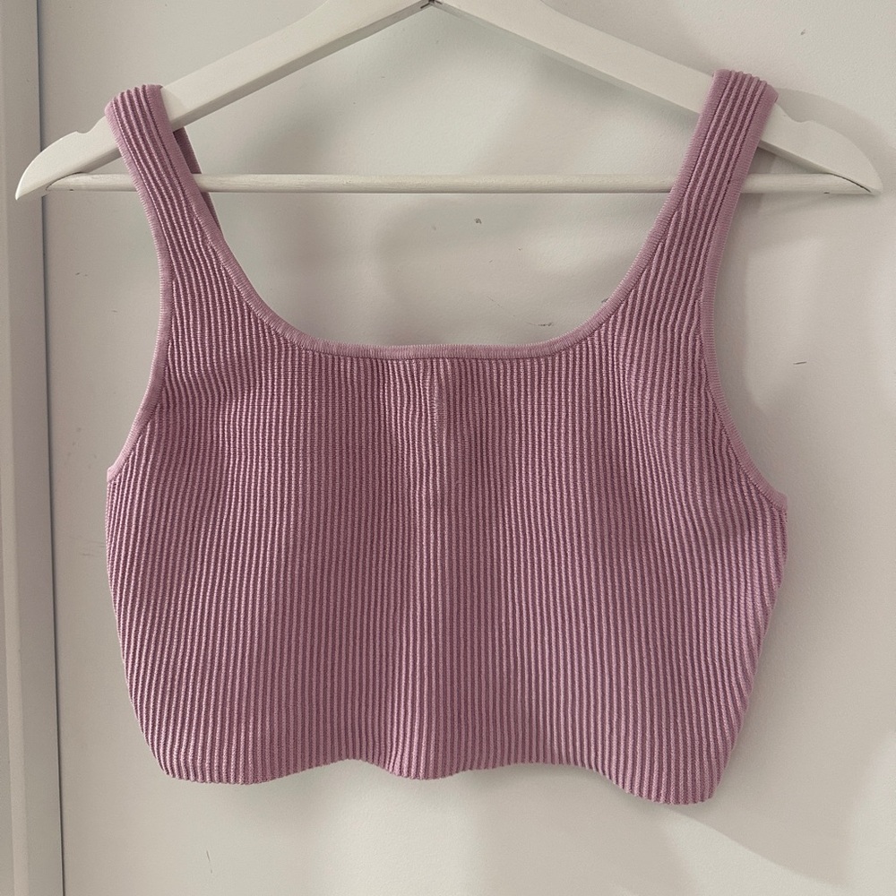 Aritzia Babaton Pink Ribbed Knit Tank Top